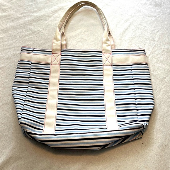 ⭐️ Tote bag blue & white stripes barbiecore pink inside beach bag - Picture 1 of 17